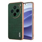 For vivo X200 AZNS Electroplated Frame Crocodile Texture Full Coverage Phone Case(Green) - 1