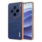 For vivo X200 AZNS Electroplated Frame Crocodile Texture Full Coverage Phone Case(Blue) - 1