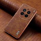 For vivo X200 Pro AZNS Electroplated Frame Crocodile Texture Full Coverage Phone Case(Brown) - 2