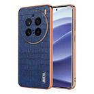 For vivo X200 Pro AZNS Electroplated Frame Crocodile Texture Full Coverage Phone Case(Blue) - 1