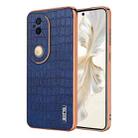 For vivo S20 AZNS Electroplated Frame Crocodile Texture Full Coverage Phone Case(Blue) - 1