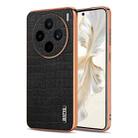 For vivo X200s AZNS Electroplated Frame Crocodile Texture Full Coverage Phone Case(Black) - 1