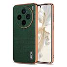For vivo X200s AZNS Electroplated Frame Crocodile Texture Full Coverage Phone Case(Green) - 1