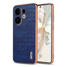 For vivo S30 AZNS Electroplated Frame Crocodile Texture Full Coverage Phone Case(Blue) - 1