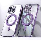 For iPhone 15 Pro Max Plating PC 360 Ring Holder Magsafe Phone Case(Clear Purple) - 1