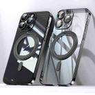 For iPhone 15 Pro Max Plating PC 360 Ring Holder Magsafe Phone Case(Clear Black) - 1