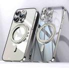 For iPhone 15 Pro Max Plating PC 360 Ring Holder Magsafe Phone Case(Clear Gold) - 1