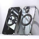 For iPhone 15 Plus Plating PC 360 Ring Holder Magsafe Phone Case(Clear Black) - 1