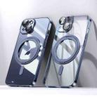 For iPhone 14 Plus Plating PC 360 Ring Holder Magsafe Phone Case(Clear Blue) - 1
