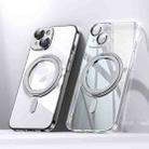 For iPhone 14 Plus Plating PC 360 Ring Holder Magsafe Phone Case(Transparent) - 1