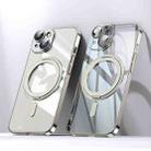 For iPhone 14 Plus Plating PC 360 Ring Holder Magsafe Phone Case(Clear Gold) - 1