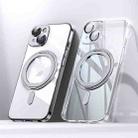 For iPhone 14 Plating PC 360 Ring Holder Magsafe Phone Case(Transparent) - 1