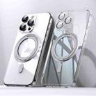 For iPhone 14 Pro Plating PC 360 Ring Holder Magsafe Phone Case(Transparent) - 1