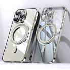 For iPhone 14 Pro Max Plating PC 360 Ring Holder Magsafe Phone Case(Clear Gold) - 1