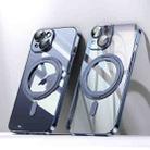 For iPhone 13 Plating PC 360 Ring Holder Magsafe Phone Case(Clear Blue) - 1