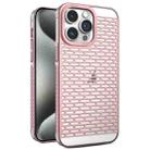 For iPhone 15 Pro Max Hollow Matte Electroplated PC Heat Dissipation Phone Case(Pink) - 1