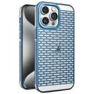 For iPhone 15 Pro Max Hollow Matte Electroplated PC Heat Dissipation Phone Case(Blue) - 1