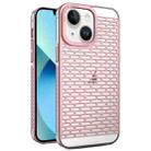 For iPhone 14 / 13 Hollow Matte Electroplated PC Heat Dissipation Phone Case(Pink) - 1