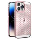 For iPhone 14 Pro Hollow Matte Electroplated PC Heat Dissipation Phone Case(Pink) - 1