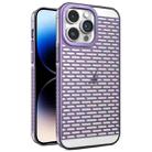 For iPhone 14 Pro Hollow Matte Electroplated PC Heat Dissipation Phone Case(Purple) - 1