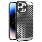 For iPhone 14 Pro Max Hollow Matte Electroplated PC Heat Dissipation Phone Case(Black) - 1