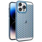 For iPhone 14 Pro Max Hollow Matte Electroplated PC Heat Dissipation Phone Case(Blue) - 1