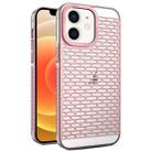 For iPhone 12 / 12 Pro Hollow Matte Electroplated PC Heat Dissipation Phone Case(Pink) - 1