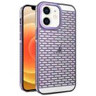 For iPhone 12 / 12 Pro Hollow Matte Electroplated PC Heat Dissipation Phone Case(Purple) - 1