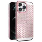 For iPhone 12 Pro Max Hollow Matte Electroplated PC Heat Dissipation Phone Case(Pink) - 1