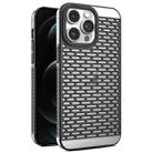 For iPhone 12 Pro Max Hollow Matte Electroplated PC Heat Dissipation Phone Case(Black) - 1