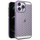 For iPhone 12 Pro Max Hollow Matte Electroplated PC Heat Dissipation Phone Case(Purple) - 1