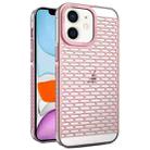 For iPhone 11 Hollow Matte Electroplated PC Heat Dissipation Phone Case(Pink) - 1