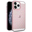 For iPhone 11 Pro Max Hollow Matte Electroplated PC Heat Dissipation Phone Case(Pink) - 1