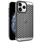 For iPhone 11 Pro Max Hollow Matte Electroplated PC Heat Dissipation Phone Case(Black) - 1