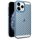 For iPhone 11 Pro Max Hollow Matte Electroplated PC Heat Dissipation Phone Case(Blue) - 1