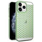 For iPhone 11 Pro Max Hollow Matte Electroplated PC Heat Dissipation Phone Case(Green) - 1