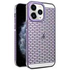 For iPhone 11 Pro Max Hollow Matte Electroplated PC Heat Dissipation Phone Case(Purple) - 1