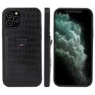 For iPhone 12 Pro Max Fierre Shann Crocodile Texture PU Leather Protective Case with Card Slot(Black) - 1
