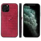 For iPhone 12 Pro Max Fierre Shann Crocodile Texture PU Leather Protective Case with Card Slot(Red) - 1