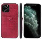 For iPhone 12 / 12 Pro Fierre Shann Crocodile Texture PU Leather Protective Case with Card Slot(Red) - 1