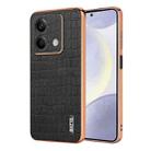 For Xiaomi Redmi Note 13 5G AZNS Electroplated Frame Crocodile Texture Full Coverage Phone Case(Black) - 1