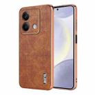 For Xiaomi Redmi Note 13 5G AZNS Electroplated Frame Crocodile Texture Full Coverage Phone Case(Brown) - 1