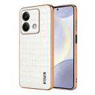 For Redmi Note 13 5G AZNS Electroplated Frame Crocodile Texture Full Coverage Phone Case(White) - 1