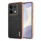 For Xiaomi Redmi Note 13 Pro 5G AZNS Electroplated Frame Crocodile Texture Full Coverage Phone Case(Black) - 1