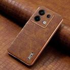 For Xiaomi Redmi Note 13 Pro 5G AZNS Electroplated Frame Crocodile Texture Full Coverage Phone Case(Brown) - 2
