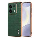 For Redmi Note 13 Pro 5G AZNS Electroplated Frame Crocodile Texture Full Coverage Phone Case(Green) - 1