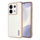 For Redmi Note 13 Pro 5G AZNS Electroplated Frame Crocodile Texture Full Coverage Phone Case(White) - 1