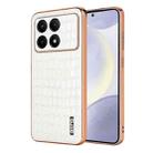 For Xiaomi Redmi K70 / K70 Pro AZNS Electroplated Frame Crocodile Texture Full Coverage Phone Case(White) - 1