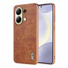 For Redmi Note 13 4G AZNS Electroplated Frame Crocodile Texture Full Coverage Phone Case(Brown) - 1