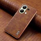 For Redmi Note 13 4G AZNS Electroplated Frame Crocodile Texture Full Coverage Phone Case(Brown) - 2